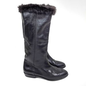 Charles Jourdan Winter Boots Fur Trim Black 6.5